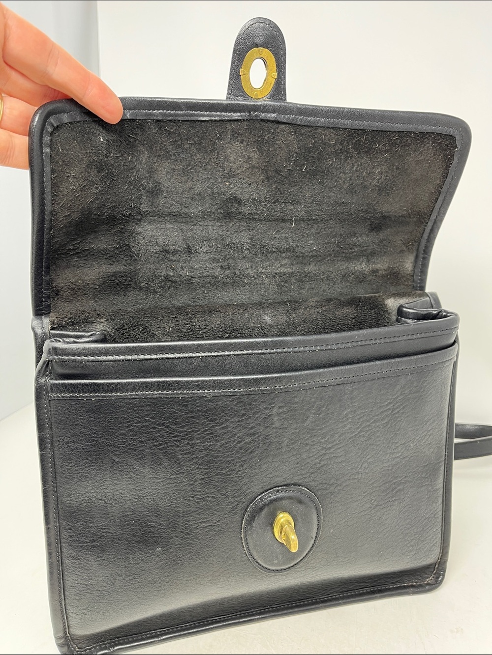 COACH VINTAGE WILLIS 1995 Black Leather TWISTLOCK BRIEFCASE BAG BRASS HARDWARE - Picture 11 of 16